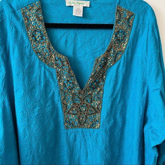 Ulla Popken beaded embroidered tunic blouse art to wear boho women’s plus size 2 - Picture 4 of 7